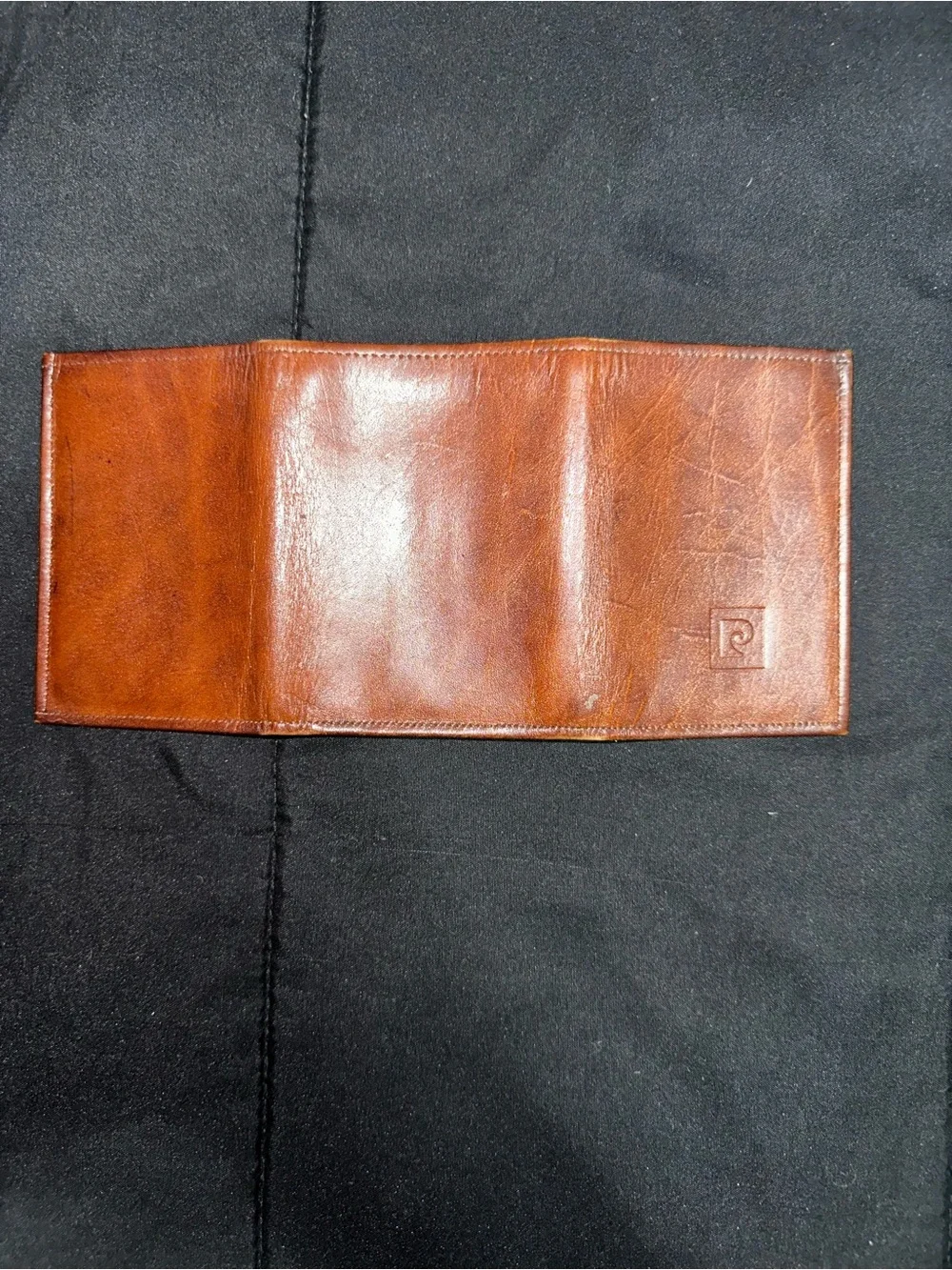 Vintage English Leather Brand Mens Cowhide Marble Grain Brown Trifold Wallet